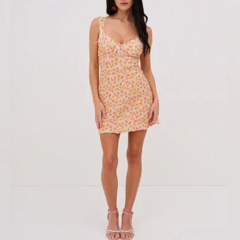 For Love & Lemons Medium Giselle Slip Dress Ditsy Floral Romantic Feminine